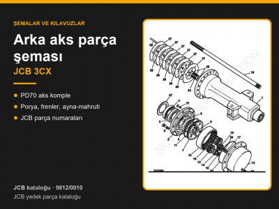JCB 3CX PD70 arka aks parça şeması: JCB kataloğundan şemalar ve parça numaraları